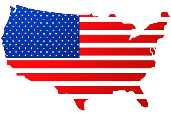 America Flag overlaid on country
