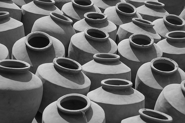 an abundance of clay pots